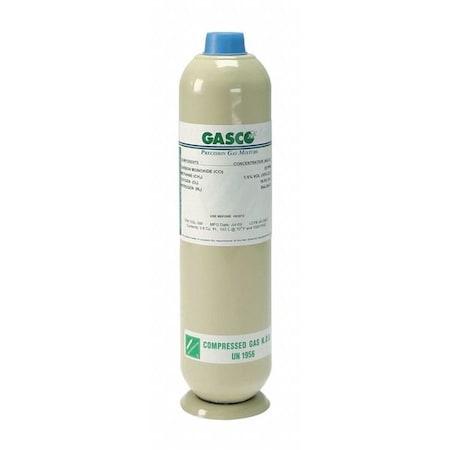 Gasco X03NI97CP102602 - Calibration gas, Carbon Dioxide, Methane, Nitrogen, 103 L, C-10 (5/8 in UNF) Connection