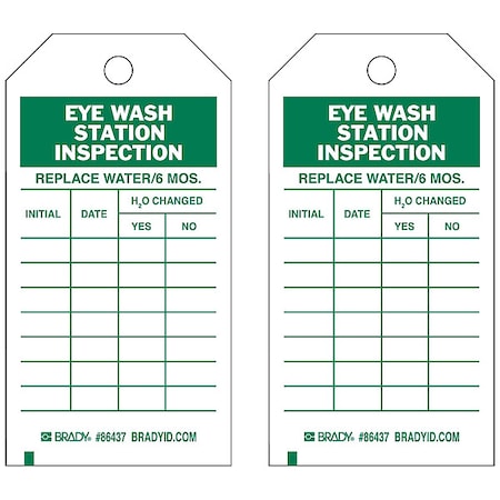 Brady 86499 - Tag, Safety, Heavy Duty Polyester, 7 in H x 4 in W, Green on White, Rectangle, 10 PK