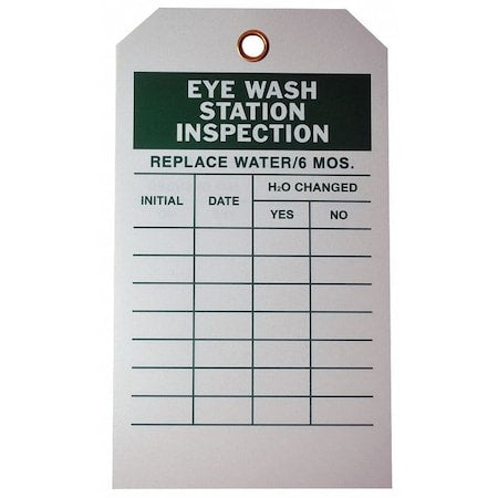 20TH11 - Tag, Eyewash, Polyester, 7 in H x 4 in W, White, Rectangle, 10 PK