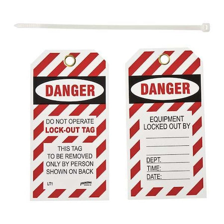 Brady LT10 - Danger Tag, Vinyl, 5 1/2 in H x 3 in W, Rectangle, 10 PK
