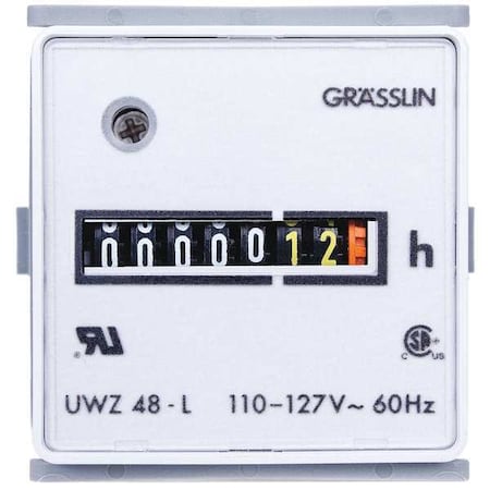 Intermatic UWZ48E-24U - Hour Meter,24 VAC,60 Hz,Plastic,Square