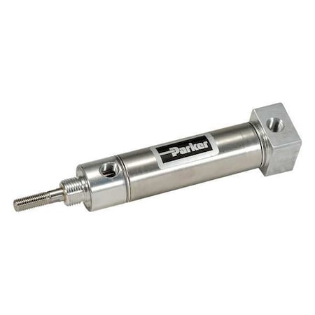 Parker 1.50BRDSRM06.00 - Air Cylinder, 1 1/2 in Bore, 6 in Stroke, Round Body Double Acting, Stainless Steel .