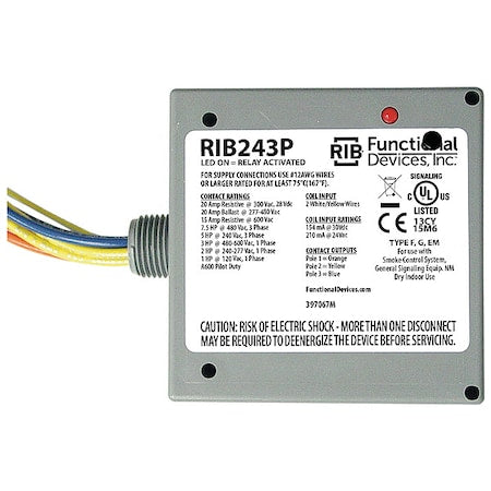 Functional Devices-Rib RIB243P - Enclosed Pre-Wired Relay,20 A at 300 VAC,3 PST