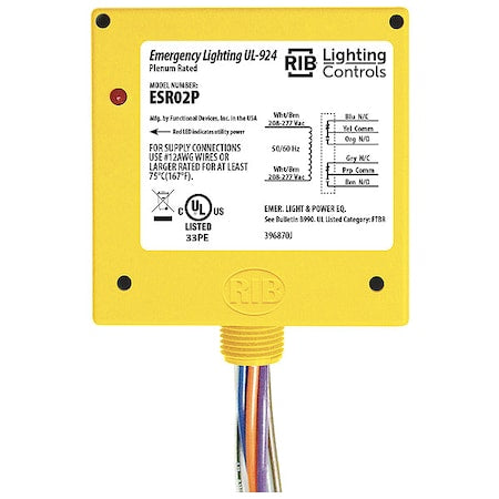Functional Devices-Rib ESR02P - Enclosed Pre-Wired Relay,20 A at 300 VAC,DPDT