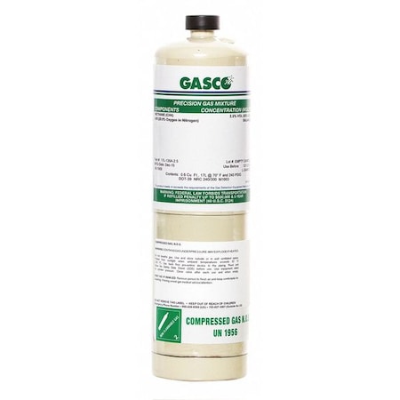 Gasco X02NI99CP1700B7 - Calibration gas, Nitrogen, R123 A, 17 L, CGA 600 Connection, +/-5% Accuracy, 240 psi Max. Pressure