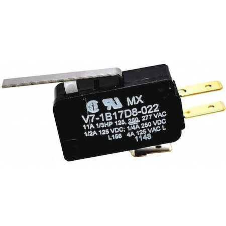 Honeywell V7-1B17D8-022 - Snap Action Switch - V7 Series, SPDT, Roller Lever, 11 A, Quick Connect