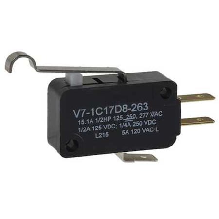 Honeywell V7-1C17D8-263 - Snap Action Switch - V7 Series, Lever Actuator, SPDT, 15.1 A, Miniature