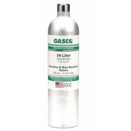 Gasco X02NI99CP3400E4 - Calibration gas, Acetylene, Nitrogen, 34 L, CGA 600 Connection, +/-5% Accuracy