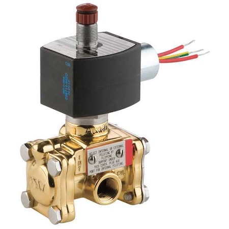Asco EV8316G384V24/DCDD - Solenoid Valve, 3-Way, 2-Position, Normally Closed, 1/2 in Pipe Size, 24 V DC, High Flow, FKM