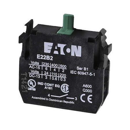 Eaton Cutler-Hammer E22B2 - Contact Block, Black, 1 NO, 22 mm, E22
