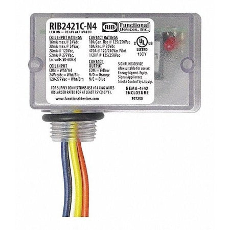 Functional Devices-Rib RIB2421C-N4 - Enclosed Relay,10 A,SPDT