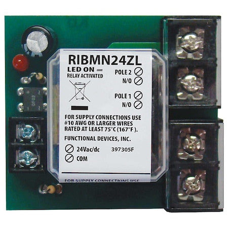 Functional Devices-Rib RIBMN24ZL - Track Mount Relay,30 A,DPST-N/O