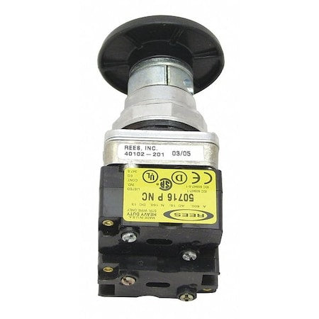 Rees 40102201 - Push Button w/1 NO/1 NC,Mntnd,30.5mm,Blk