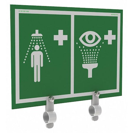 Hughes Safety Showers ES-BRAC-SIGN-UN - Shower and Eyewash Sign with Brackets, Aluminum, 10 in W x 12 in H