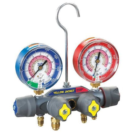 Yellow Jacket 49963 - Mechanical Manifold Gauge Set,4-Valve