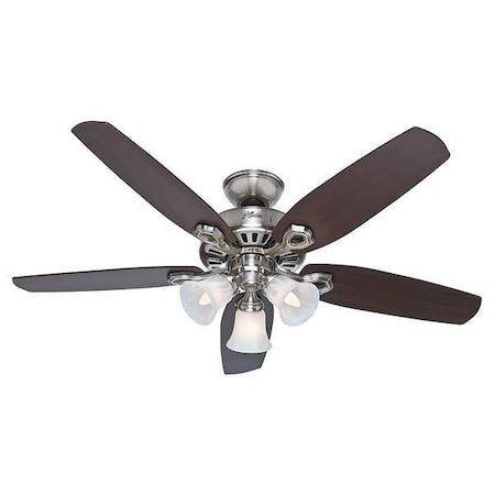 Hunter 53237 - Decorative Ceiling Fan, 52 in Blade Dia, 5 Blades, 3 Speeds, 120 V AC, Brushed Nickel