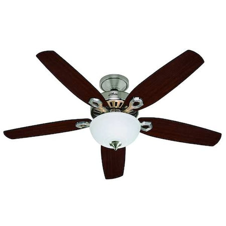 Hunter 53090 - Decorative Ceiling Fan, 52 in Blade Dia, 5 Blades, 3 Speeds, 120 V AC, Brushed Nickel