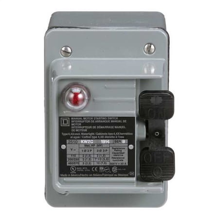 Square D 2510KW2C - Manual Motor Switch, 30 A, 3 P, 3 Phase, Toggle, Type K, Class 2510 Series, NEMA 4