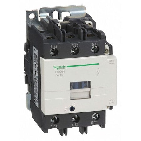 Schneider Electric LC1D80G7 - IEC Magnetic Contactor, 1 NC/1 NO, 120 V AC, 3 P, Non-Reversing, Screw Clamp