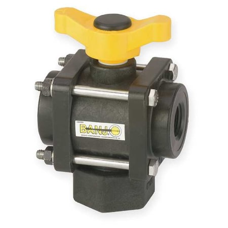 Banjo V100BL - 1" FNPT Polypropylene Ball Valve 3-Way