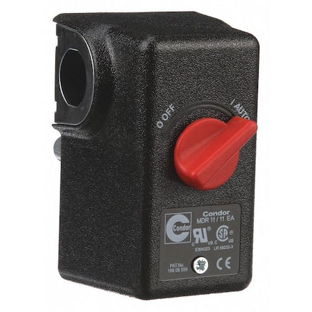 Condor Usa 11EA2E - Pressure Switch, Standard, DPST, 1 Ports, 1/4" NPT, 20 to 105 psi Range