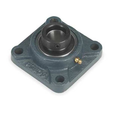 Dayton 3FCZ9 - 4 Holes, Square Housing, Flange Mount Bearing, Radial Ball, 2 in Dia, Cast Iron, Eccentric Locking Collar