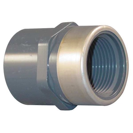 835-015SR - PVC, Stainless Steel Female Adapter, Socket x FNPT, 1-1/2 in Pipe Size