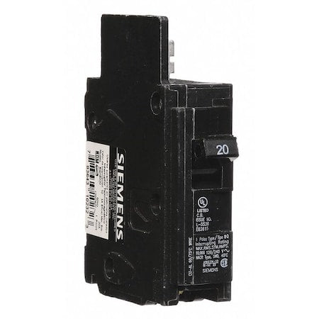 Siemens BQ1B020 - Miniature Circuit Breaker, BQ Series, 20 A, 1 Pole, 120 V AC, 10k A at 120 V AC
