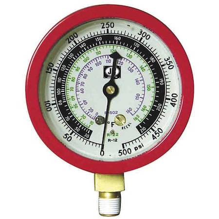 Jb Industries M2-895 - Gauge,3-1/8 In Dia,High Side,Red,800 psi