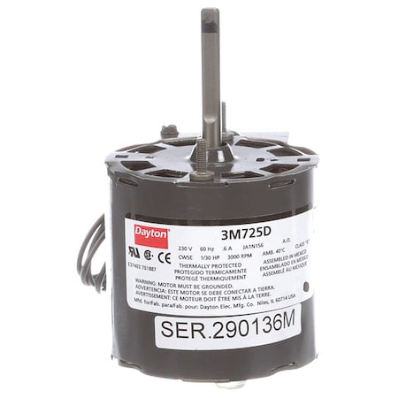 Dayton 71214610M - HVAC Motor,1/30 HP,3000 rpm,230 V,3.3
