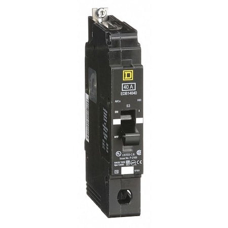 Square D EDB14040 - Miniature Circuit Breaker, E FRAME Series, 40 A, 1 Pole, 277 V AC, 25k A at 120 V AC