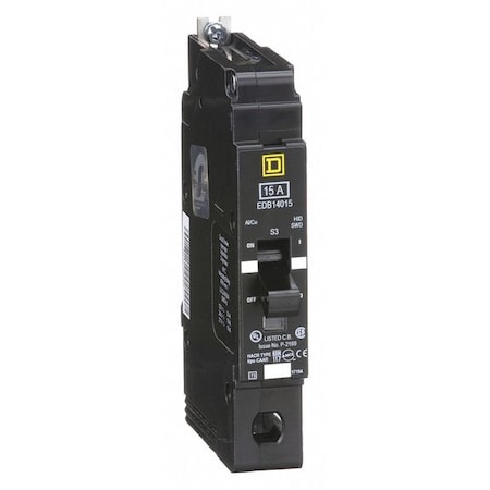 Square D EDB14015 - Miniature Circuit Breaker, E FRAME Series, 15 A, 1 Pole, 277 V AC, 25k A at 120 V AC