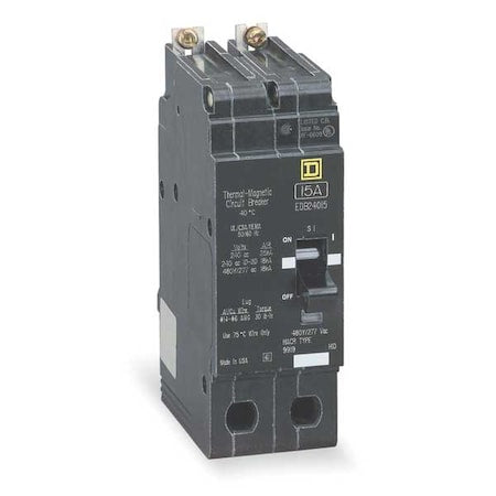 Square D EGB24015 - Miniature Circuit Breaker, E FRAME Series, 15 A, 2 Pole, 277/480 V AC, 65k A at 120 V AC