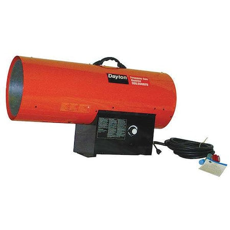 Dayton 3VE59 - Portable Gas Torpedo Heater, Liquid Propane, Intermittent Spark, 300,000 Btu H, 33 5/8 in L