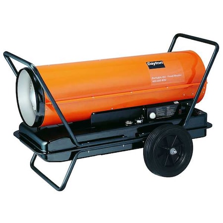 Dayton 3VE53 - Portable Oil and Kerosene Torpedo Heater, 400,000 Btu H, 1,400 cfm, 8,500 sq ft Heat Area 29 gal