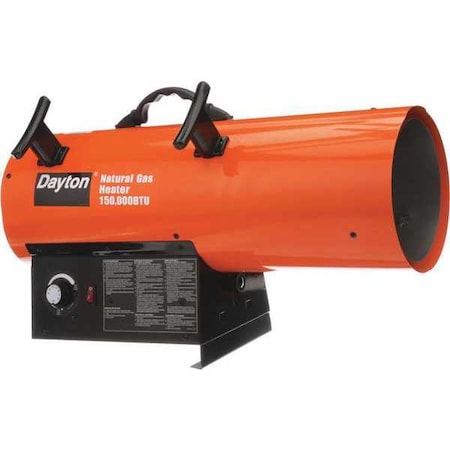 Dayton 3VE56 - Portable Gas Torpedo Heater, Natural Gas, Intermittent Spark, 11 7/8 in Wx 25 9/16 in L