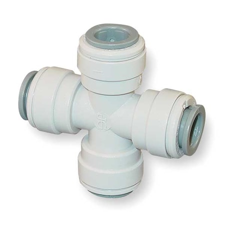 John Guest PI4712S-10PK - Push-Fit Cross Fitting, 3/8 in Tube Size, Acetal, Gray, 10 PK