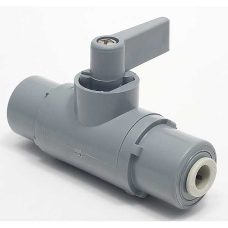 7104590 - 1/4" Push PVC Ball Valve Inline, Handle Type: Flag