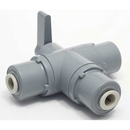 6901190 - 1/4" Push PVC Ball Valve 3-Way, Handle Type: Flag