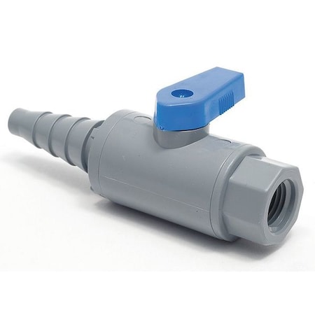 PVC 638-TB4F-F - 1/4" FNPT x Barb PVC Ball Valve Inline