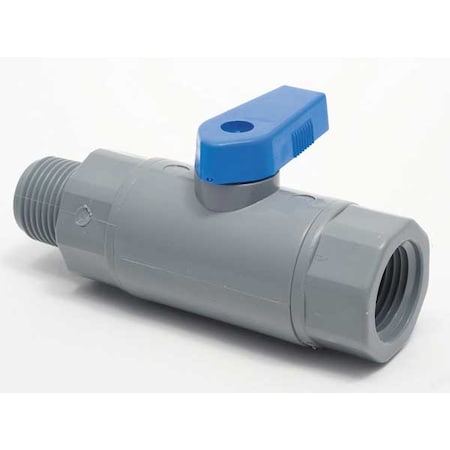 6380490 - 1/4" FNPT x MNPT PVC Ball Valve Inline