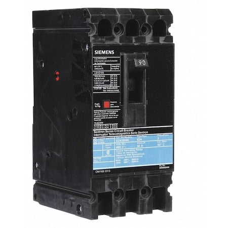 Siemens ED43B090 - Molded Case Circuit Breaker, ED4 Series, 90 A, 3 Pole, 480 V AC, 18k A at 480 V AC