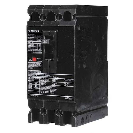 Siemens HED43B050 - Molded Case Circuit Breaker, HED4 Series, 50 A, 3 Pole, 480 V AC, 42k A at 480 V AC