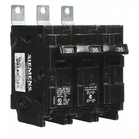 Siemens B320 - Miniature Circuit Breaker, BL Series, 20 A, 3 Pole, 240 V AC, 10k A at 240 V AC