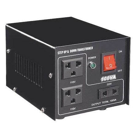30C520 - Step Up/Step Down Voltage Converter, 110 V AC to 220 V AC, 220 V AC to 110 V AC, 1k VA, 50/60 Hz, Steel