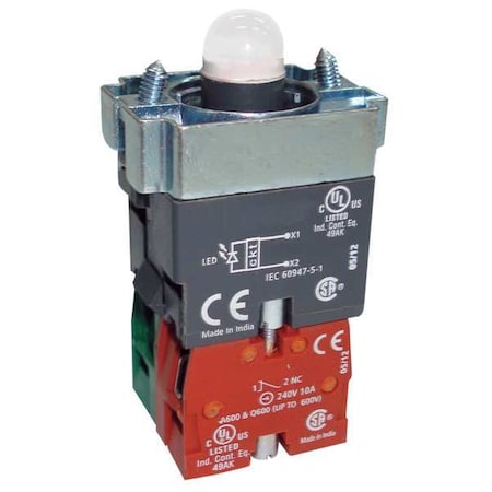 Dayton 30G190 - Lamp Mod/Contact Block,1 NO/1 NC,Yellow,22mm