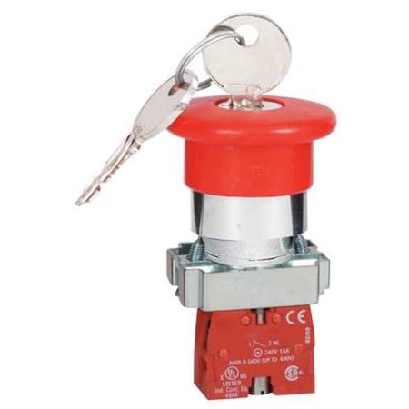 Dayton 30G257 - Emergency Stop Push Button, 22 mm, 1 NC, Red