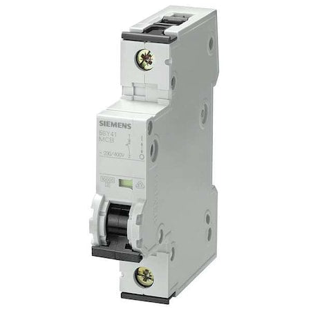 Siemens 5SY41068 - Circuit Breaker, 5 SY4 Series, 6 A, 1 Pole, 230/400 V AC, 10k A at 230/400 V AC, D Curve