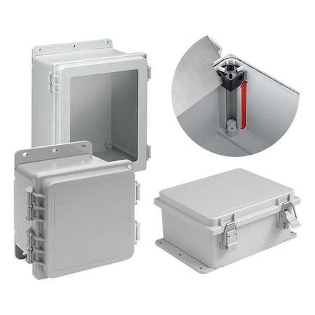 Nvent Hoffman A884PHC - 1/4 Turn Latch Electrical Enclosures, 8.12 in H, 4.38 in D, 8 in W, 12, 13, 4, 4 X, Polyester