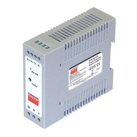 Dayton 33NT17 - DC Power Supply, 90/264 V AC, 12 V DC, 50 W, 4.17 A, DIN Rail